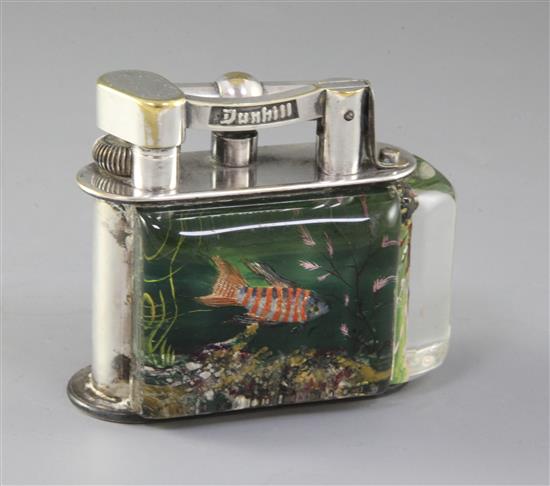 A Dunhill Aquarium lighter, width 3.5in. height 3in.